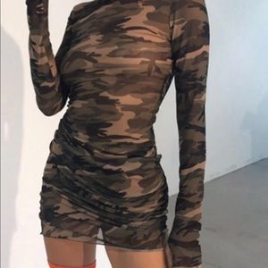 NWOT Hot and Delicious Long Sleeve Camouflage Mini Dress